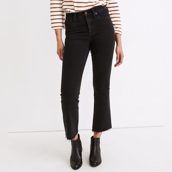 Madewell Cali Demi-Boot Jeans Edmunds Wash Black: Raw-Hem Edition Ankle Size 24 - Picture 1 of 13